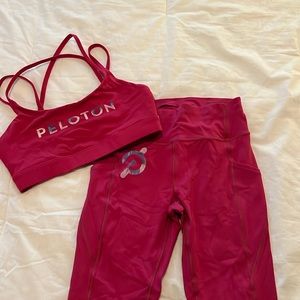 Peloton Apparel Pink Matching Set, Leggings with Pockets